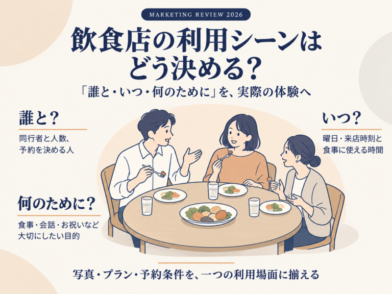 飲食店の利用シーンはどう決める？「誰と・いつ・何のために」を整理する
