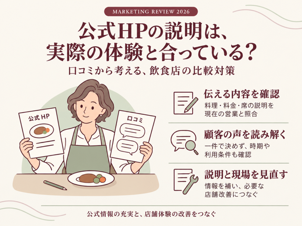 公式HPを見る人の51.9％が口コミも確認｜飲食店の比較対策