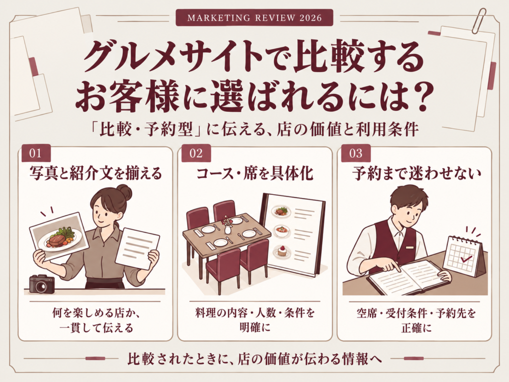 グルメサイトで比較するお客様に選ばれるには？「比較・予約型」33.1％を解説