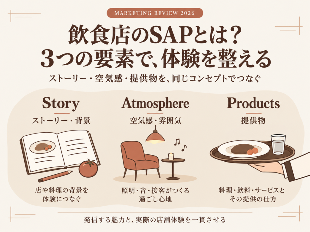 飲食店のSAPとは？ストーリー・空気感・提供物で魅力を整理する