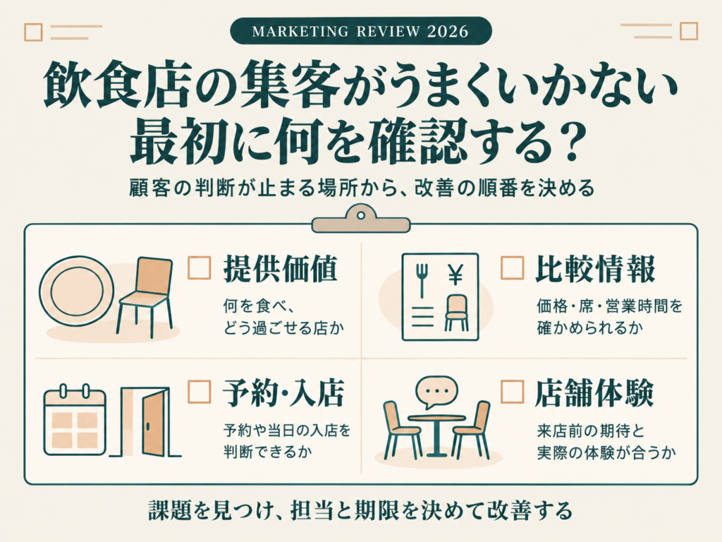 飲食店の集客がうまくいかないとき、最初に確認すること