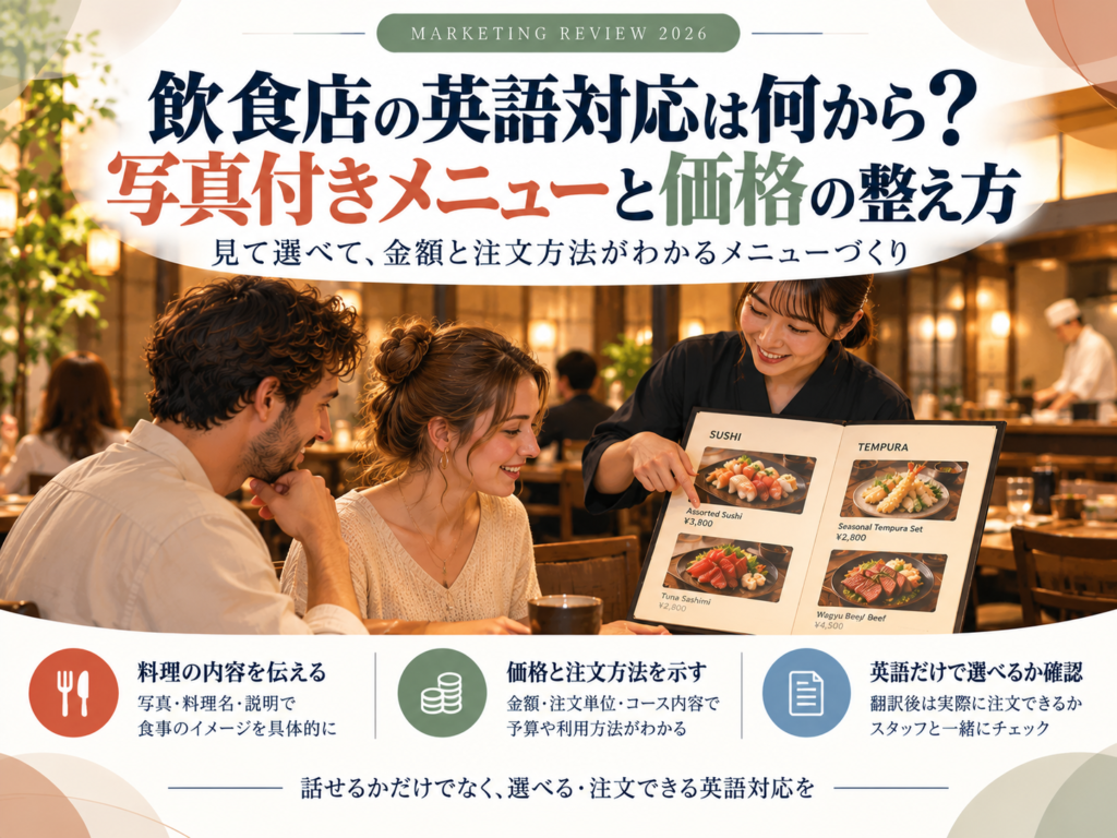 飲食店の英語対応は何から？写真付きメニューと価格の整え方